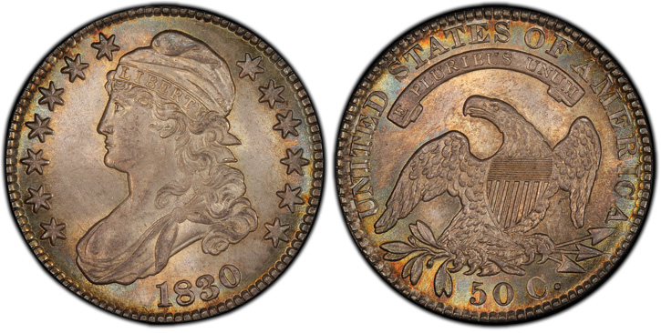 1830 Capped Bust Half Dollar. O-103. Small 0. MS-66+ (PCGS).